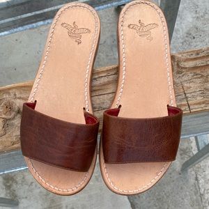 Freebird by Steven Leather Golden Slide Sandals